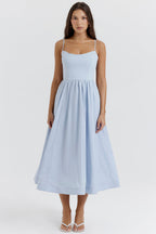 Mid-Rise Sleeveless Midi Dress with an Open Back