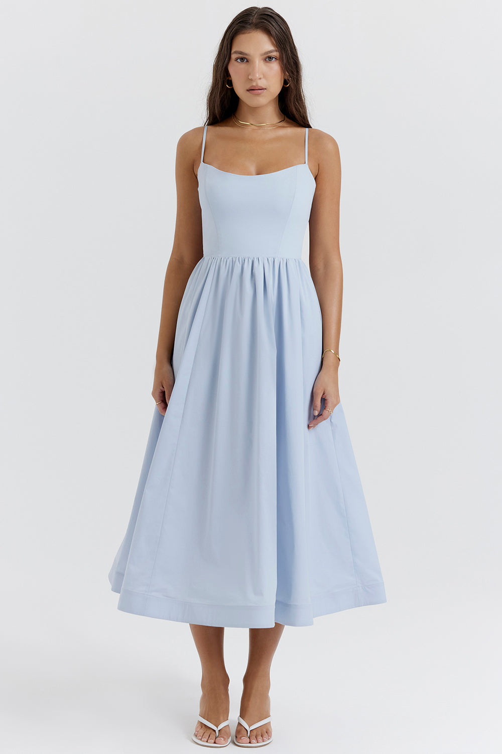 Mid-Rise Sleeveless Midi Dress with an Open Back