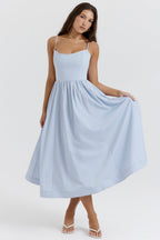 Mid-Rise Sleeveless Midi Dress with an Open Back