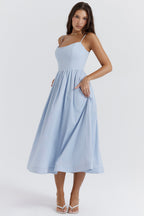Mid-Rise Sleeveless Midi Dress with an Open Back