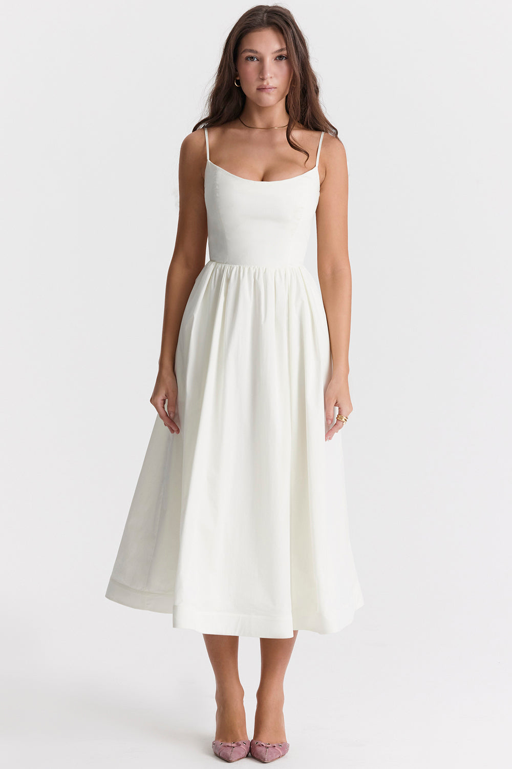 Mid-Rise Sleeveless Midi Dress with an Open Back