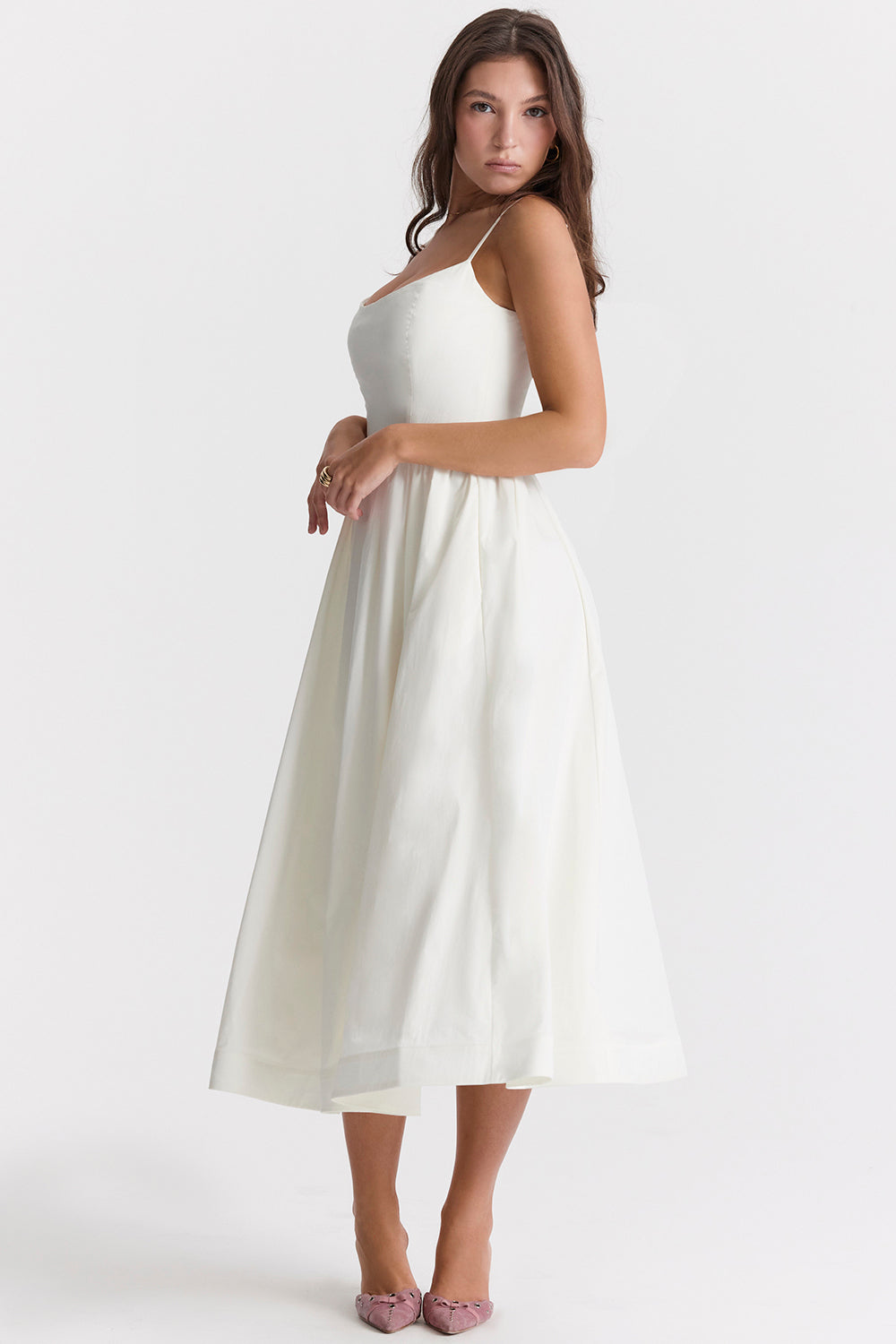 Mid-Rise Sleeveless Midi Dress with an Open Back
