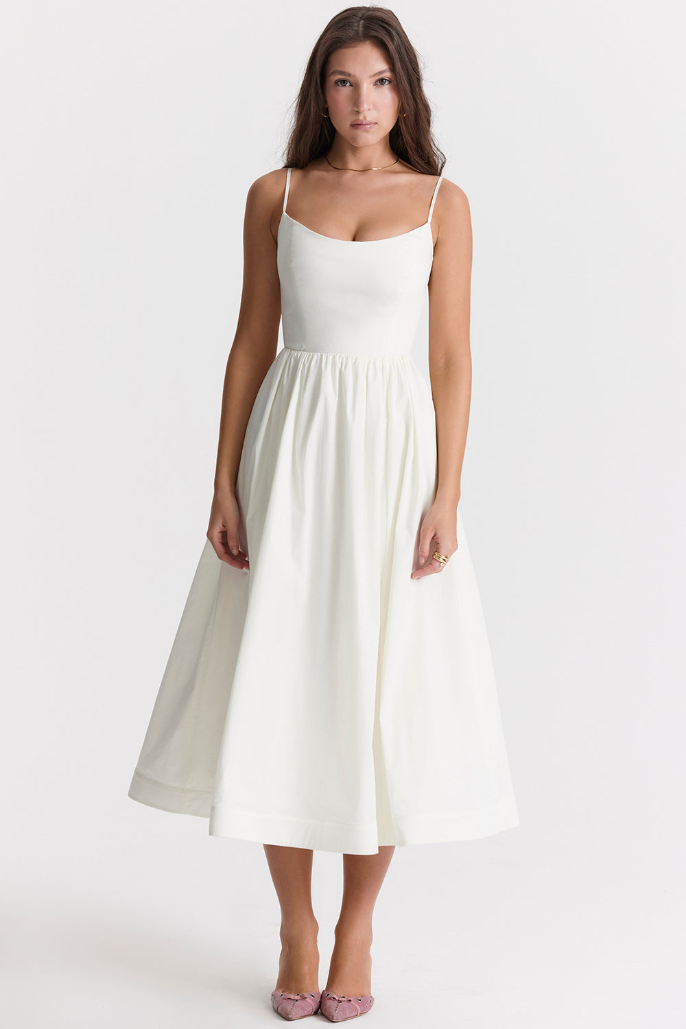 Mid-Rise Sleeveless Midi Dress with an Open Back