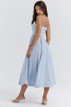 Mid-Rise Sleeveless Midi Dress with an Open Back
