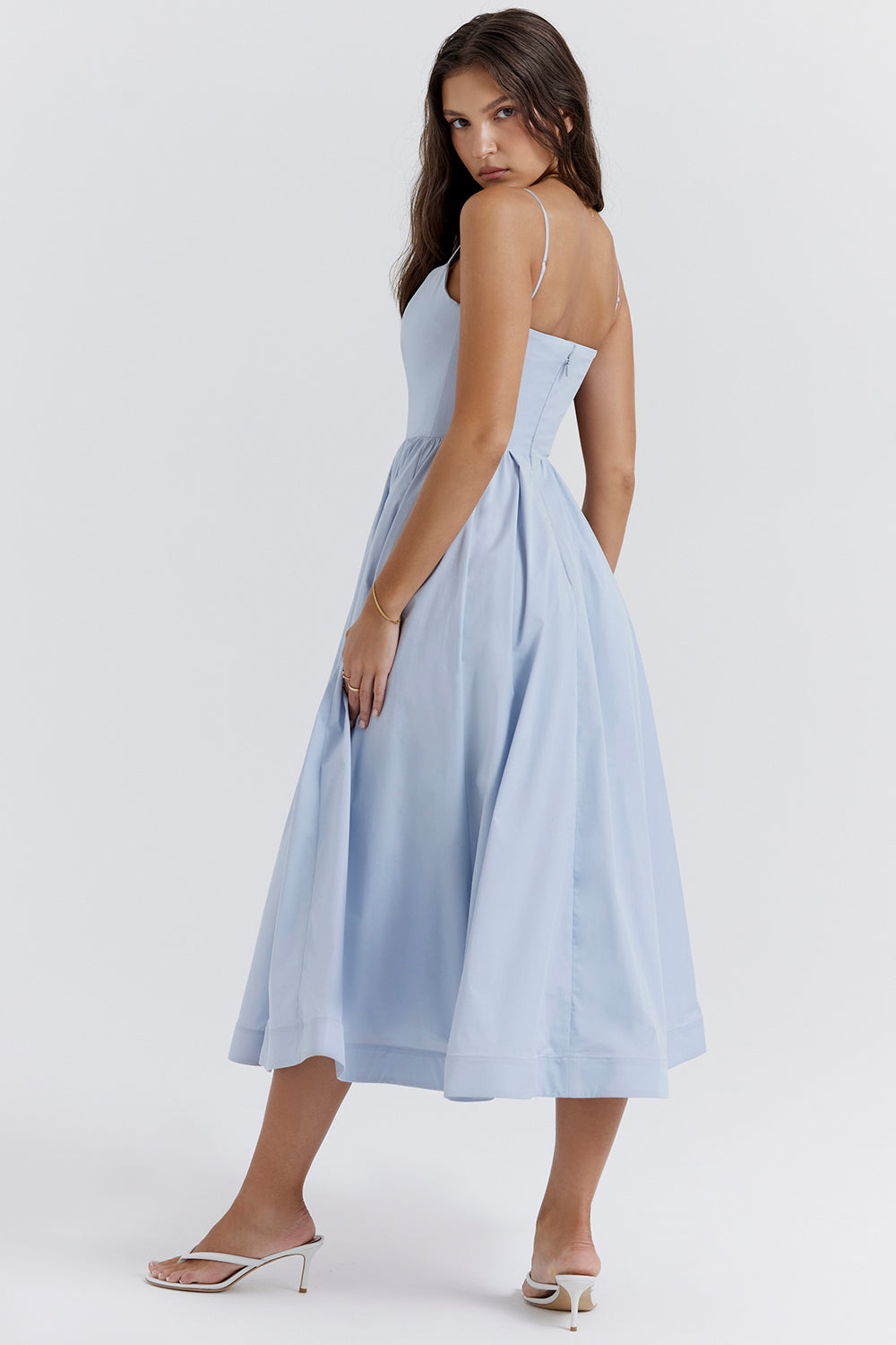 Mid-Rise Sleeveless Midi Dress with an Open Back