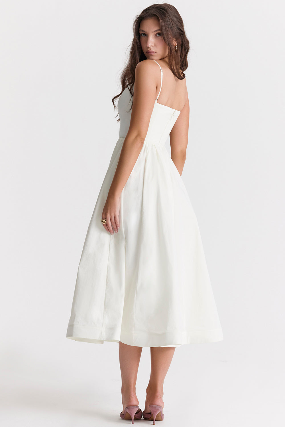 Mid-Rise Sleeveless Midi Dress with an Open Back