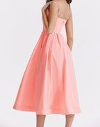 Mid-Rise Sleeveless Midi Dress with an Open Back