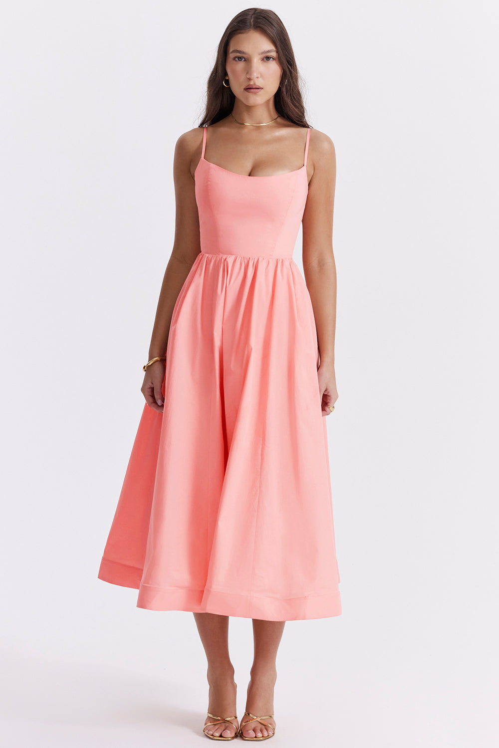 Mid-Rise Sleeveless Midi Dress with an Open Back