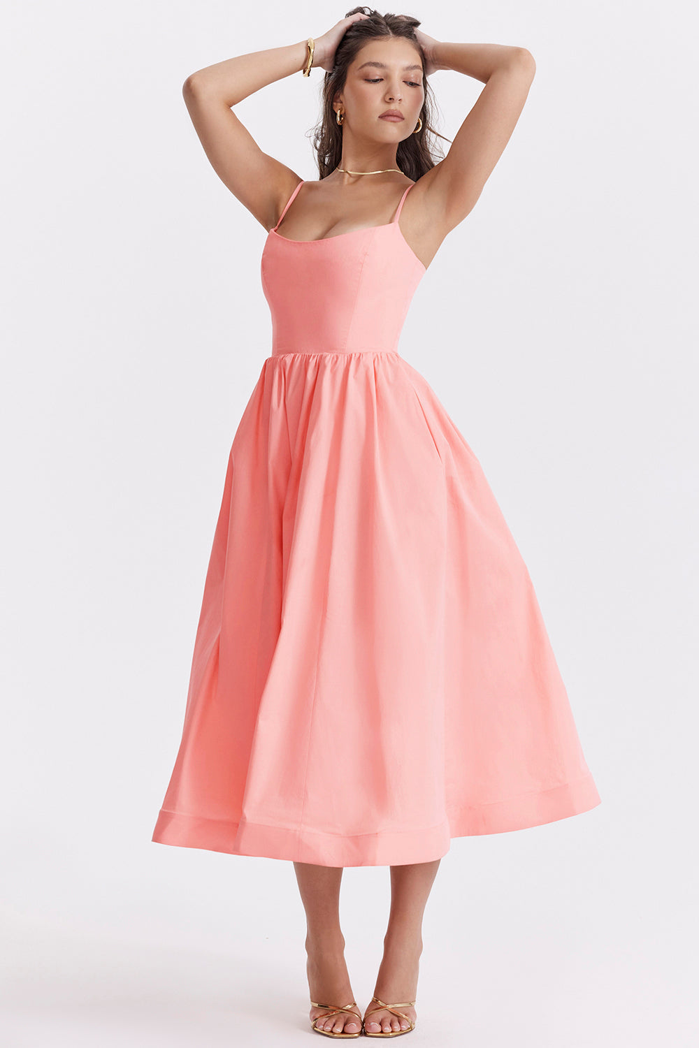 Mid-Rise Sleeveless Midi Dress with an Open Back
