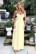 A-Line Lace-Up Maxi Dress with Lace Details