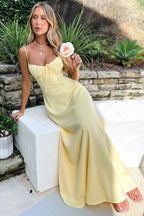 A-Line Lace-Up Maxi Dress with Lace Details