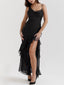 Black Maxi Dress with Ruffle Details