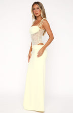 Lace Tie-Strap Sheer Maxi Dress
