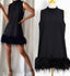 Crewneck A-Line Dress with Feather Details