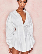 Denim Batwing Long-Sleeve Shirt Dress