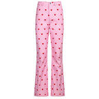 Pink Printed Y2K Retro Pants with Pockets