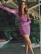 Collared Button-Detail Dress with Ruched Details