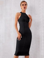 Crewneck Bodycon Dress with Zip Details