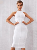 Crewneck Bodycon Dress with Zip Details