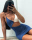 Pencil Spaghetti-Strap Mini Dress with Cutout Details