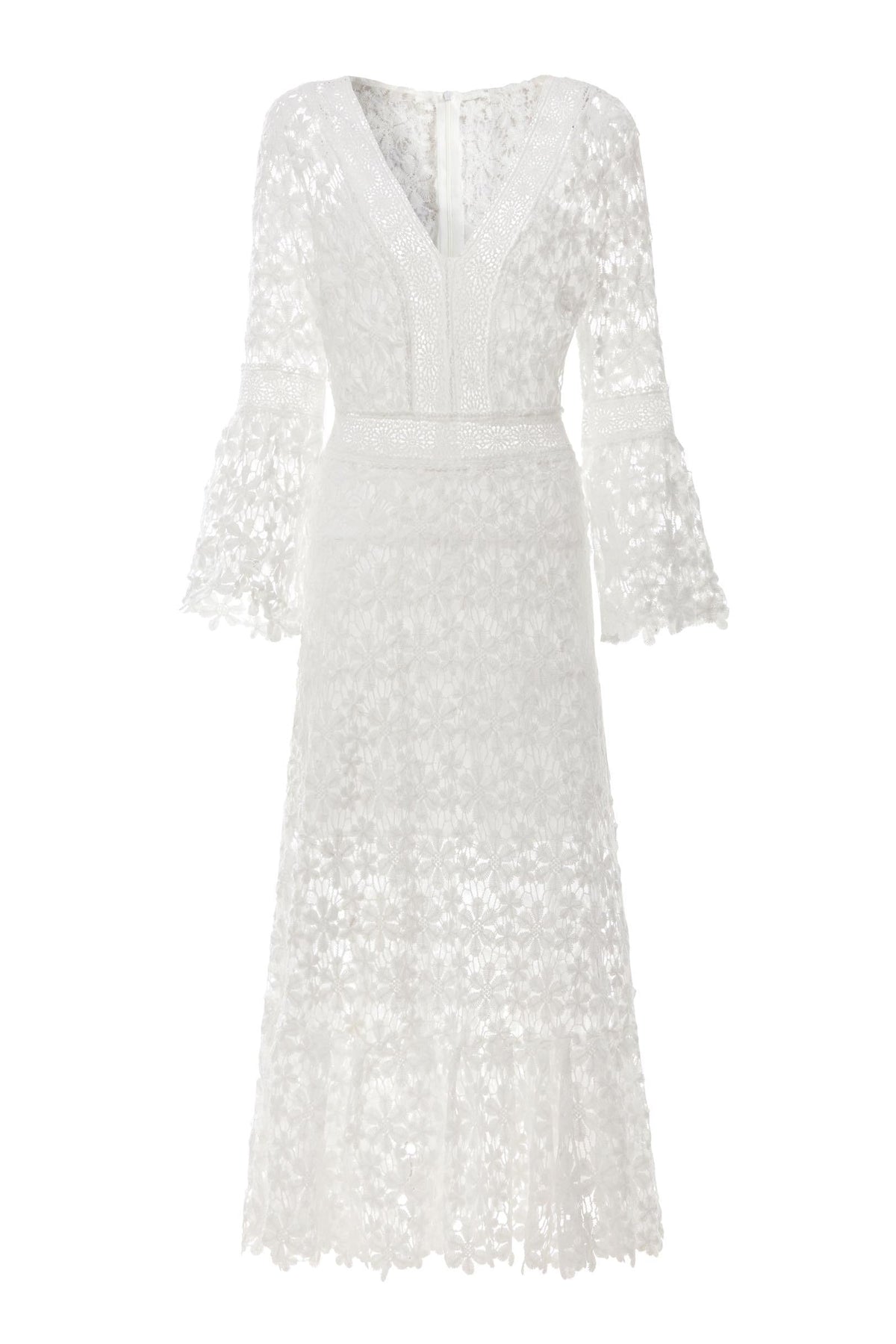 Lace A-Line Bell-Sleeve Dress
