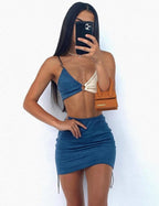 Pencil Spaghetti-Strap Mini Dress with Cutout Details