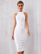 Crewneck Bodycon Dress with Zip Details