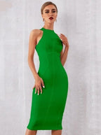Crewneck Bodycon Dress with Zip Details