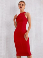 Crewneck Bodycon Dress with Zip Details