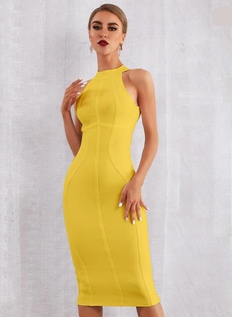 Crewneck Bodycon Dress with Zip Details