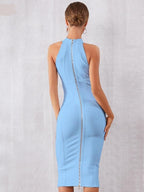Crewneck Bodycon Dress with Zip Details