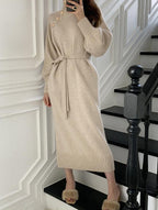Knit Balloon-Sleeve Dress with a Roll Neck
