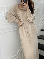 Knit Balloon-Sleeve Dress with a Roll Neck