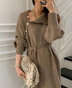 Knit Balloon-Sleeve Dress with a Roll Neck