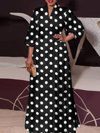 V-Neck Satin Collared Dress