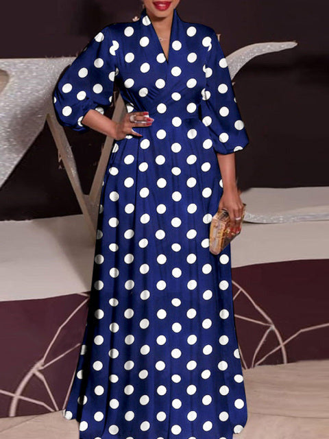 V-Neck Satin Collared Dress