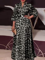 V-Neck Satin Collared Dress