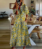 Single-Breasted Tie-Waist Dress with Button Details