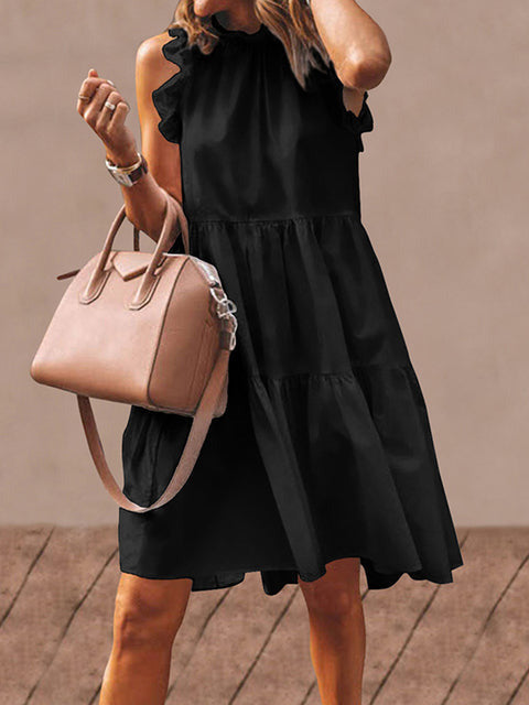 Relaxed-Fit Sleeveless Dress with Ruffle Details