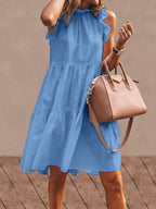 Relaxed-Fit Sleeveless Dress with Ruffle Details