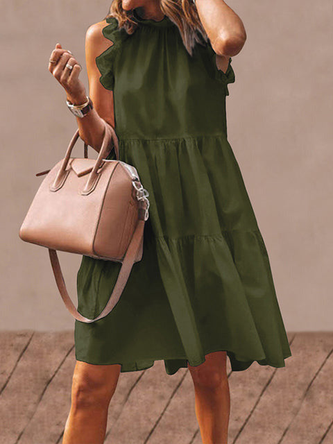 Relaxed-Fit Sleeveless Dress with Ruffle Details