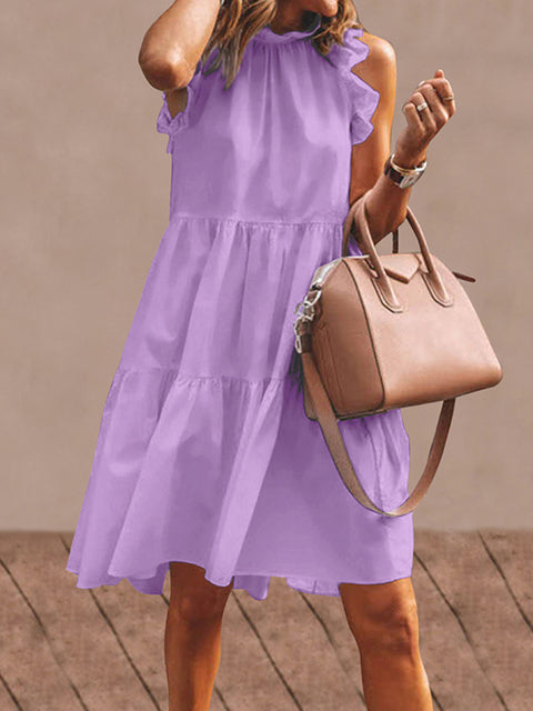 Relaxed-Fit Sleeveless Dress with Ruffle Details