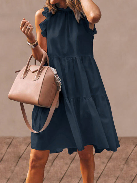 Relaxed-Fit Sleeveless Dress with Ruffle Details