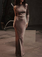 Twist-Detail Asymmetric Maxi Dress