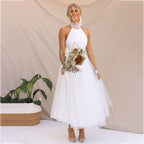 Mesh Sleeveless Dress with a Halter Neck