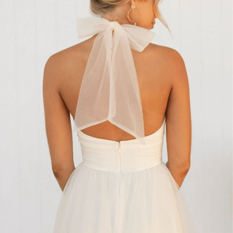 Mesh Sleeveless Dress with a Halter Neck