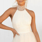 Mesh Sleeveless Dress with a Halter Neck