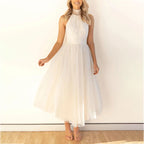 Mesh Sleeveless Dress with a Halter Neck