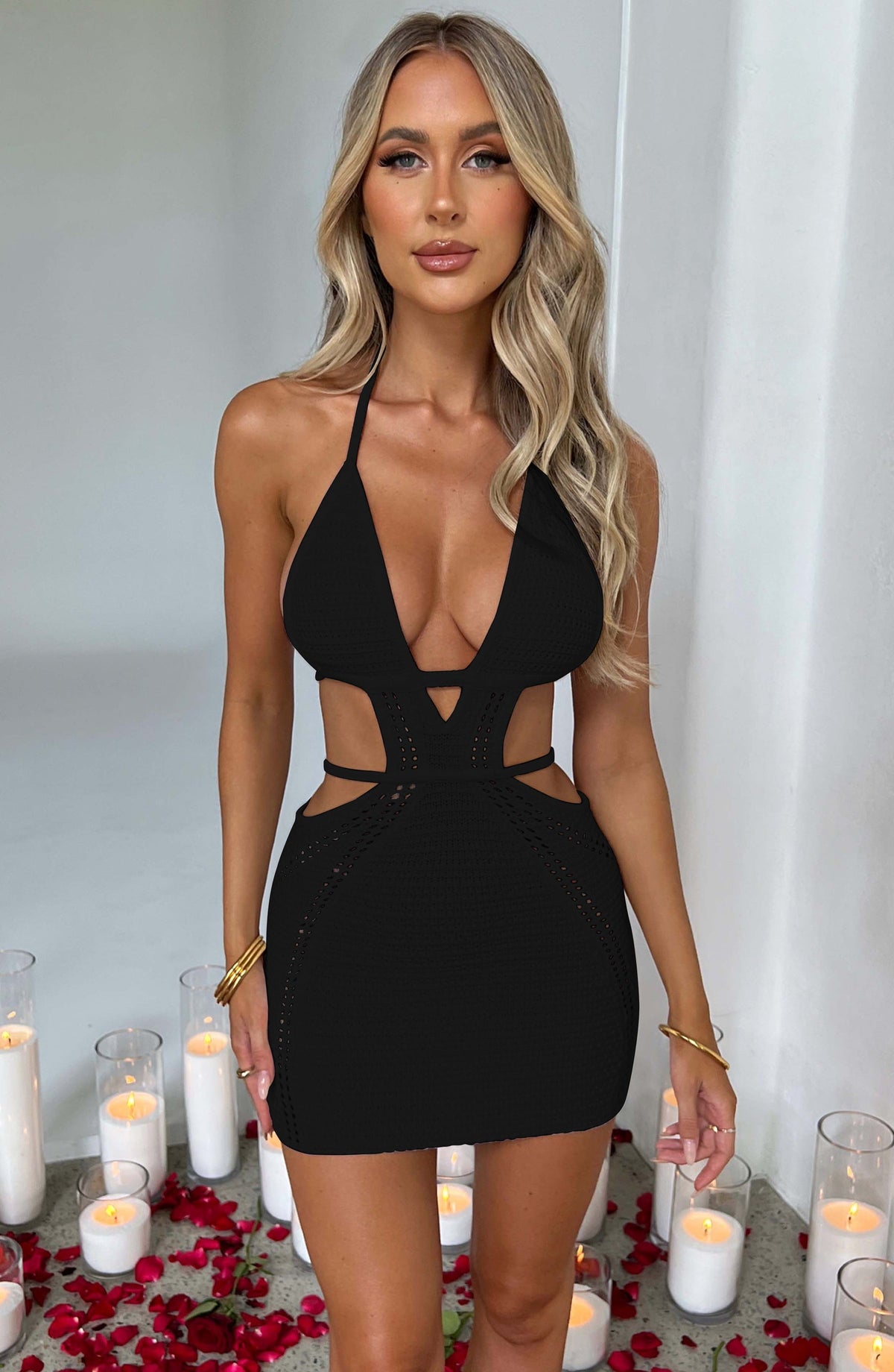 Halterneck Mini Dress with Cutout Details