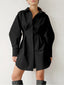 A-Line Balloon-Sleeve Collared Mini Dress